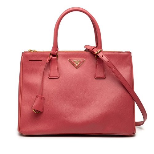 Pre-owned Prada Medium Saffiano Lux Galleria Double Zip Satchel Ladies AKJZ7EPWOA1CO5L0 - Blue/Pink - AKJZ7EPWOA1CO5L0X