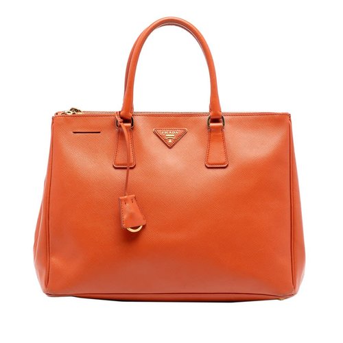 Pre-owned Prada Medium Saffiano Lux Galleria Double Zip Satchel Ladies V01LUT95NB4MH61Y - Orange - V01LUT95NB4MH61YX