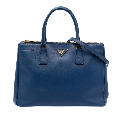 Pre-owned Prada Medium Saffiano Lux Galleria Double Zip Satchel Ladies WJWA0LFQFS77LR3P - Blue - WJWA0LFQFS77LR3PX
