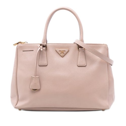 Pre-owned Prada Medium Saffiano Lux Galleria Double Zip Tote HT61QO7RW2GS3LE4 - Blue/Pink - HT61QO7RW2GS3LE4X