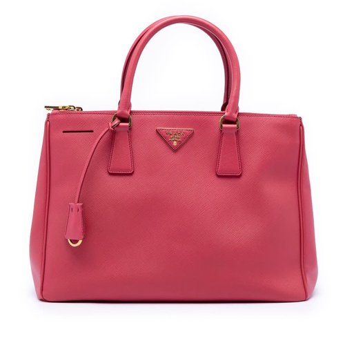 Pre-owned Prada Medium Saffiano Lux Galleria Double Zip Tote Ladies NFYI42Z4Z52KNAAE - Blue/Pink - NFYI42Z4Z52KNAAEX