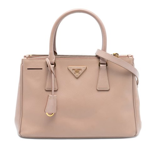 Pre-owned Prada Medium Saffiano Lux Galleria Double Zip Tote U2EPAWZFWDWRWY5L - Blue/Pink - U2EPAWZFWDWRWY5LX