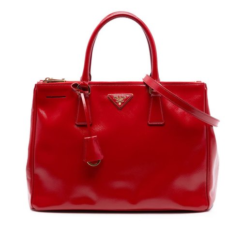Pre-owned Prada Medium Saffiano Vernice Galleria Double Zip Satchel Ladies 8C1ONHDDJ70ZPM45 - 8C1ONHDDJ70ZPM45X