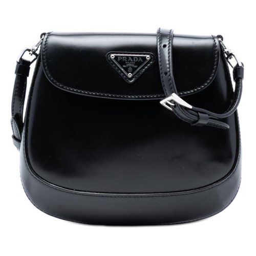 Pre-owned Prada Mini Spazzolato Cleo Flap ZV1YZ30U77YCKKUB - Black - ZV1YZ30U77YCKKUBX