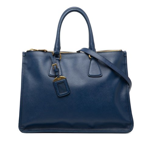 Pre-owned Prada Saffiano Double Zip Open Convertible Tote 7IO29W0CERFUOVN5 - Blue - 7IO29W0CERFUOVN5X