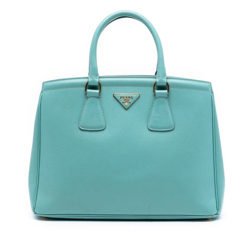 Pre-owned Prada Saffiano Lux Parabole Tote Ladies QHAG2HL6ANEQ00WS - Blue - QHAG2HL6ANEQ00WSX