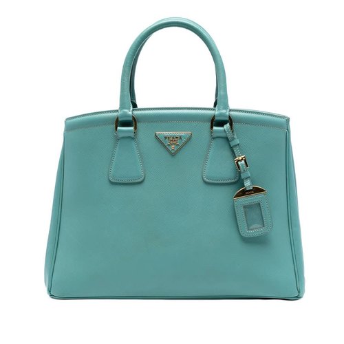 Pre-owned Prada Saffiano Lux Parabole Tote Ladies WOJ3B7SPYQL19PGU - Blue - WOJ3B7SPYQL19PGUX