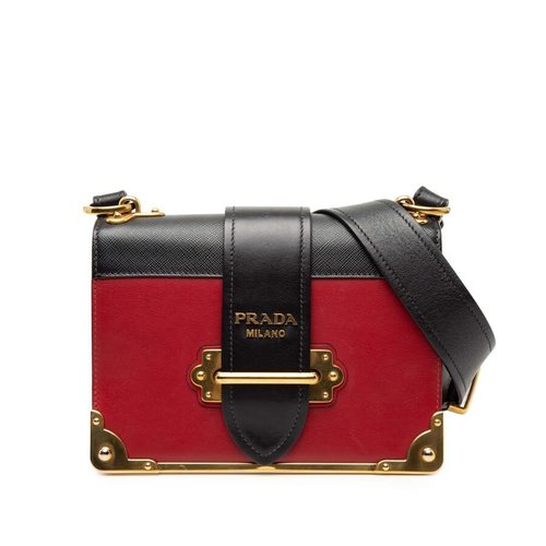 Pre-owned Prada Saffiano Trimmed City Calf Cahier Crossbody Ladies A1GDT1UB83SCA4KX - Black - A1GDT1UB83SCA4KXX