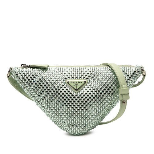 Pre-owned Prada Satin Crystal Embellished Triangle Pouch Ladies O4FEWXY7UDNUU5PH - Green - O4FEWXY7UDNUU5PHX