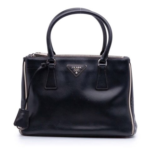 Pre-owned Prada Small Bicolor Saffiano Lux Galleria Double Zip Satchel Ladies QA56CR89GGDK8NCY - Black - QA56CR89GGDK8NCYX