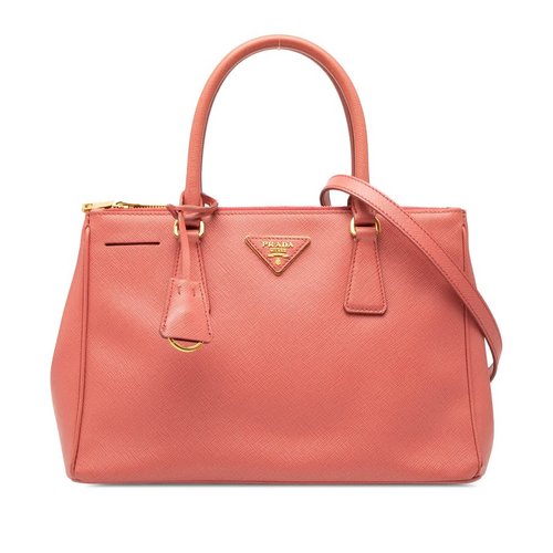 Pre-owned Prada Small Saffiano Lux Galleria Double Zip Satchel 06XPG0PY63ANCUK9 - Blue/Pink - 06XPG0PY63ANCUK9X