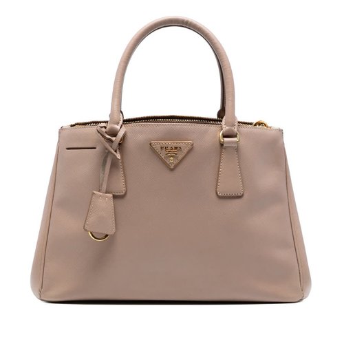 Pre-owned Prada Small Saffiano Lux Galleria Double Zip Satchel 71UNC1TVOWD9AVLO - Brown - 71UNC1TVOWD9AVLOX