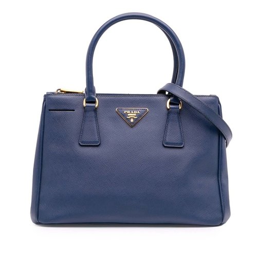 Pre-owned Prada Small Saffiano Lux Galleria Double Zip Satchel H6NESFH5K64FA8S3 - Blue - H6NESFH5K64FA8S3X