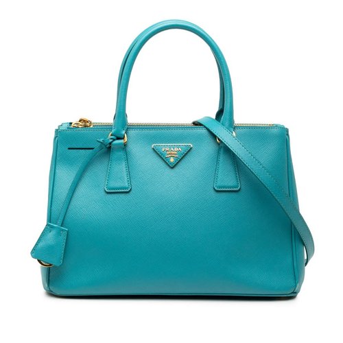 Pre-owned Prada Small Saffiano Lux Galleria Double Zip Satchel Ladies RMT5NBCNL5ZSKE0J - Blue - RMT5NBCNL5ZSKE0JX