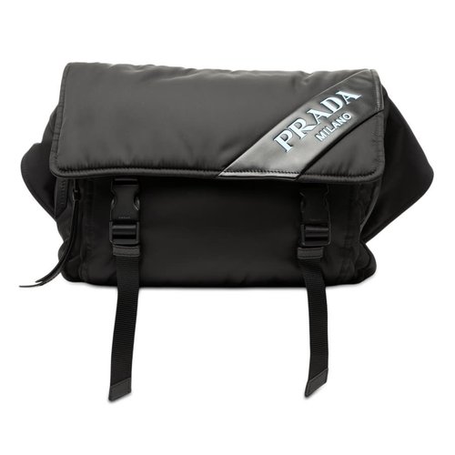Pre-owned Prada Soft Calf Trimmed Tessuto Double Buckle Belt Bag HPN0R3Y697CJWMZO - Black - HPN0R3Y697CJWMZOX