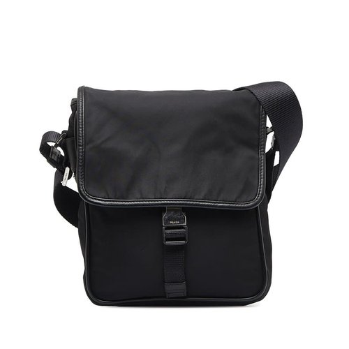 Pre-owned Prada Tessuto Buckle Messenger Bag WBIEU8IGYKQPJF5C - Black - WBIEU8IGYKQPJF5CX