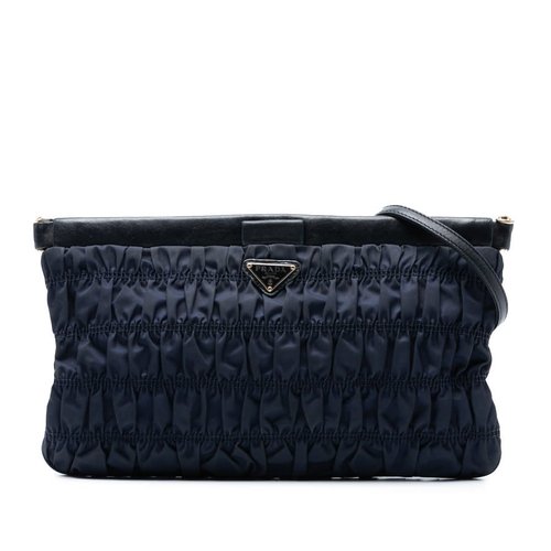 Pre-owned Prada Tessuto Gaufre Crossbody N3RK96XFFFGTQPE8 - Blue - N3RK96XFFFGTQPE8X