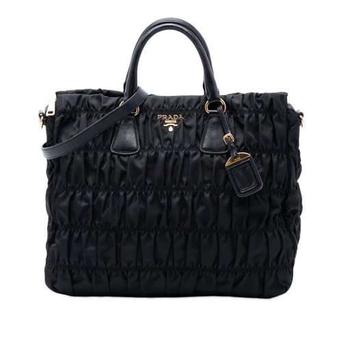Pre-owned Prada Tessuto Gaufre Satchel Ladies M74609EZITEQEE44 - Black - M74609EZITEQEE44X