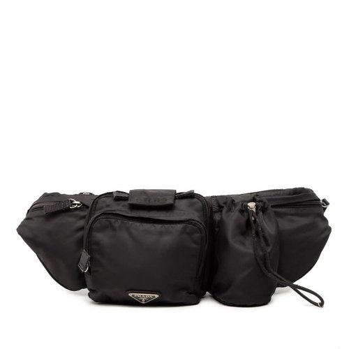 Pre-owned Prada Tessuto Multi Pocket Belt Bag 8S5NKFUX44UKP1C0 - Black - 8S5NKFUX44UKP1C0X
