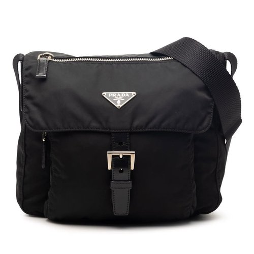 Pre-owned Prada Tessuto Zip Buckle Messenger Bag Ladies R3B39CSLGWVKWGPG - Black - R3B39CSLGWVKWGPGX