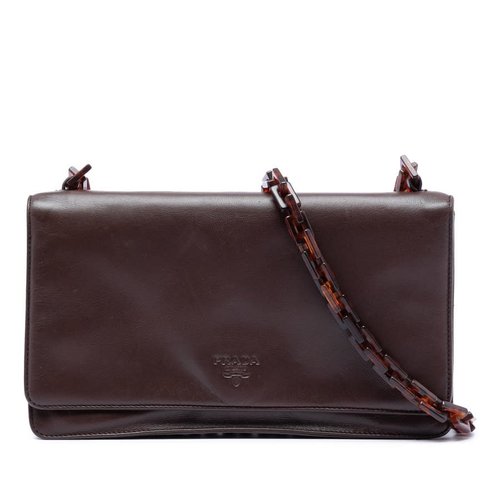 Pre-owned Prada Vitello City Resin Chain Crossbody Ladies BHYTZMZPLFRPSV4E - Brown - BHYTZMZPLFRPSV4EX