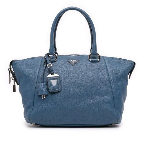 Pre-owned Prada Vitello Daino Double Handle Satchel 9LT8IZG2OB7Q508N - Blue - 9LT8IZG2OB7Q508NX