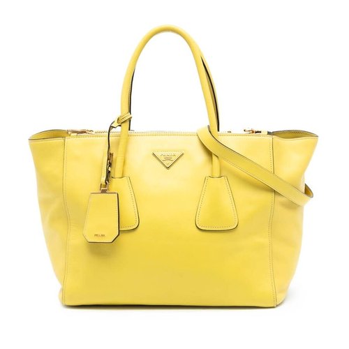 Pre-owned Prada Vitello Daino Double Zip Convertible Tote WLYV8ZUST4Z63V8K - Yellow - WLYV8ZUST4Z63V8KX