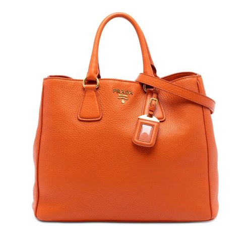 Pre-owned Prada Vitello Daino Open Convertible Tote Ladies RCAKK47FKDA643VV - Orange - RCAKK47FKDA643VVX