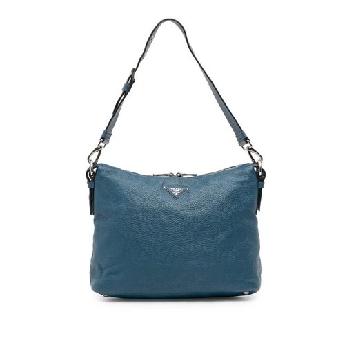 Pre-owned Prada Vitello Daino Shoulder Bag D8DWE3FG1ONTAWYC - Blue - D8DWE3FG1ONTAWYCX