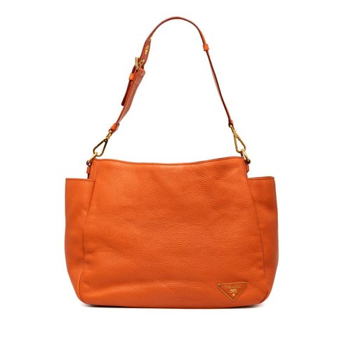Pre-owned Prada Vitello Daino Side Pocket Shoulder Bag 77CZ0ZGIN00EMIZM - Orange - 77CZ0ZGIN00EMIZMX