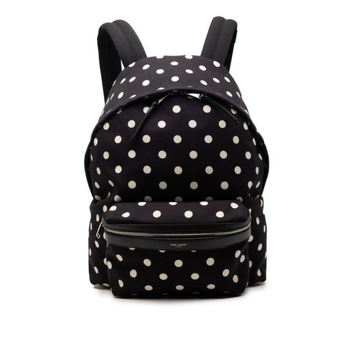 Pre-owned Saint Laurent Canvas Polka Dot City Backpack Ladies HJAUC2MHR1X2S1SC - Black - PLB435988-0416X