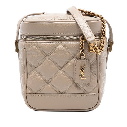 Pre-owned Saint Laurent Grain de Poudre Quilted 80s Vanity Bag Ladies 4AO90FPHQ3U5E256 - Brown - PMR649779-1221X
