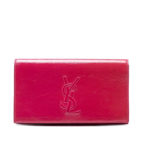 Pre-owned Saint Laurent Large Textured Patent Belle De Jour Clutch 311223A.203419 - Blue/Pink - 311223A.203419X