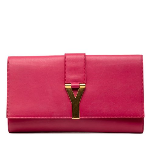 Pre-owned Saint Laurent Leather Chyc Ligne Clutch 311213 002020 - Blue/Gold Tone/Pink - 311213 002020 X