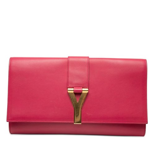 Pre-owned Saint Laurent Leather Chyc Ligne Clutch 311213 203419 - Blue/Gold Tone/Pink - 311213 203419 X