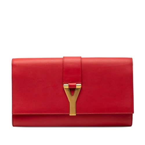 Pre-owned Saint Laurent Leather Chyc Ligne Clutch 311213 467891 - Gold Tone - 311213 467891 X
