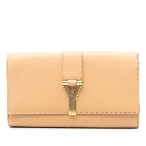 Pre-owned Saint Laurent Leather Chyc Ligne Clutch Ladies B2ERPPEWS5WRR6T9 - Brown/Gold Tone - 311213-496395 X