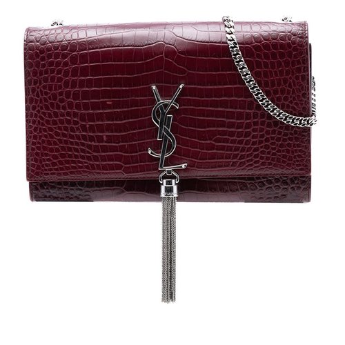 Pre-owned Saint Laurent Medium Croc Embossed Leather Monogram Kate Tassel Crossbody AS9PXMO3KLSIUYY6 - AS9PXMO3KLSIUYY6X