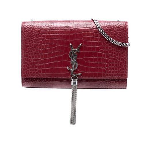 Pre-owned Saint Laurent Medium Croc Embossed Leather Monogram Kate Tassel Crossbody Ladies 4C8X7DBBPI5B3HE1 - TCT324116-1117X