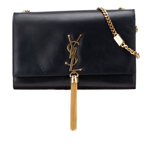 Pre-owned Saint Laurent Medium Smooth Calfskin Classic Monogram Kate Tassel Crossbody Ladies LND326078 1213 - Black - D1KLI6ZQDZSQN13LX
