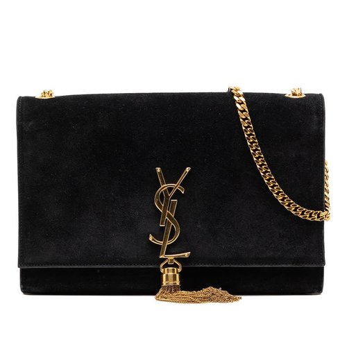 Pre-owned Saint Laurent Medium Suede Monogram Kate Tassel Crossbody 6S0JRO848ZWW8QCP - Black - 6S0JRO848ZWW8QCPX