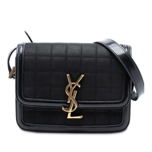 Pre-owned Saint Laurent Small Quilted Suede Solferino Satchel In Box PLB739139A.1222 - Black - PLB739139A.1222