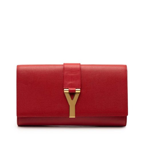 Pre-owned Saint Laurent Textured Leather Chyc Ligne Clutch 8P48PGLQSKV2FZUE - Gold Tone - 8P48PGLQSKV2FZUEX