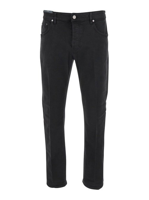 PT Torino Black Jeans With Logo Patch On The Rear And Belt Loops In Denim Man - C5TP05B0OA14T0Y990