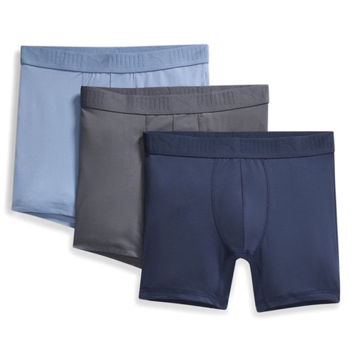 PUMA 3-Pack Ultra Soft Boxer Briefs - Blue/Grey - 859994-01