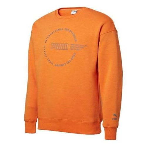 PUMA Alphabet Logo Printing Fleece Lined Round Neck - Orange - 597200-17