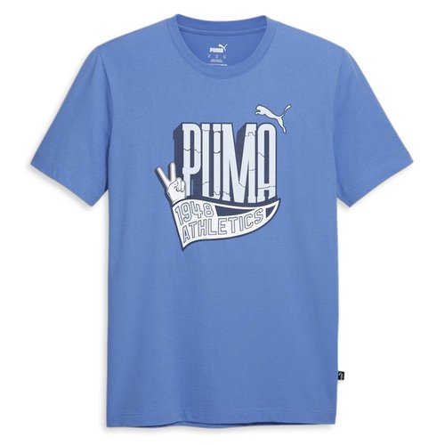 PUMA Athletics Graphic Crew Neck Short Sleeve T-Shirt - Blue - 679118-27