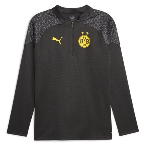 PUMA BVB Training Crew Neck Long Sleeve Quarter Zip Pullover Shirt - Black - 771816-02
