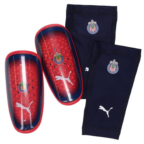 PUMA Chivas One 3 Soccer Shinguards with Sleeves 'Red' 03072401