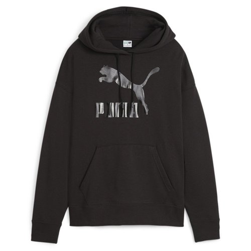 PUMA Classics Shiny Logo Training Pullover Hoodie - Black - 625595-01